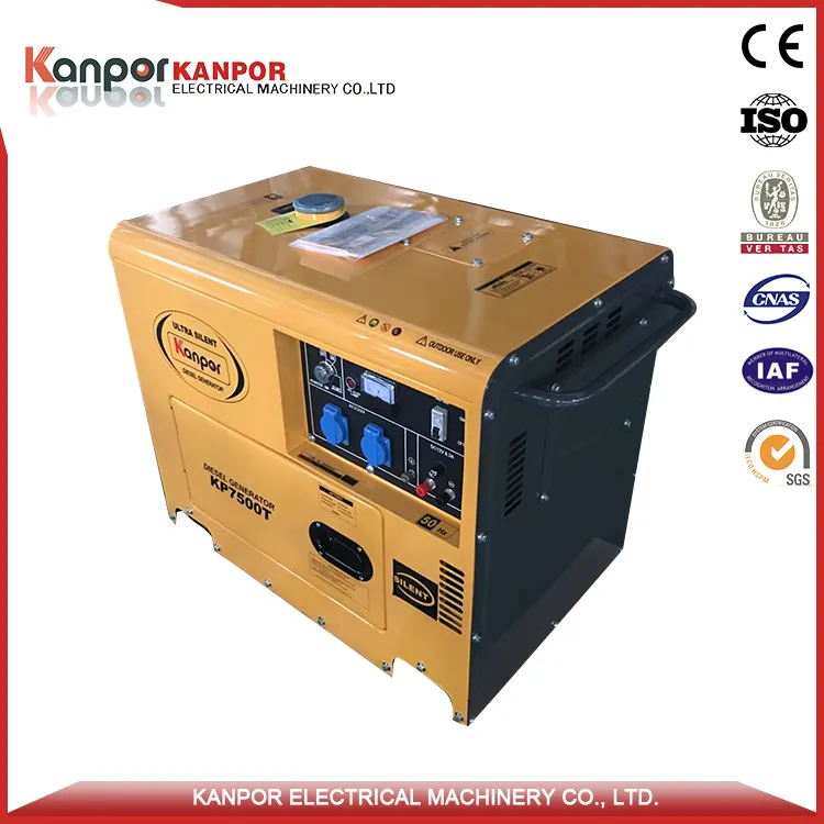6 kW, 7,5 kVA, luftgekühltes, dreiphasiges, 10 PS leises Dieselaggregat. Zolldaten
